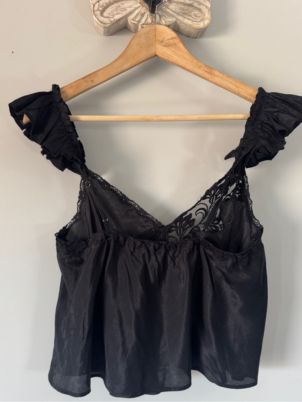 Free People Harmony Lace Ruffle Strap Tank Top Lace panel Black Small - Picture 5 of 12